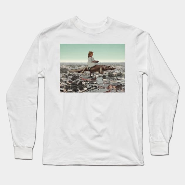 Cross Country - Surreal/Collage Art Long Sleeve T-Shirt by DIGOUTTHESKY